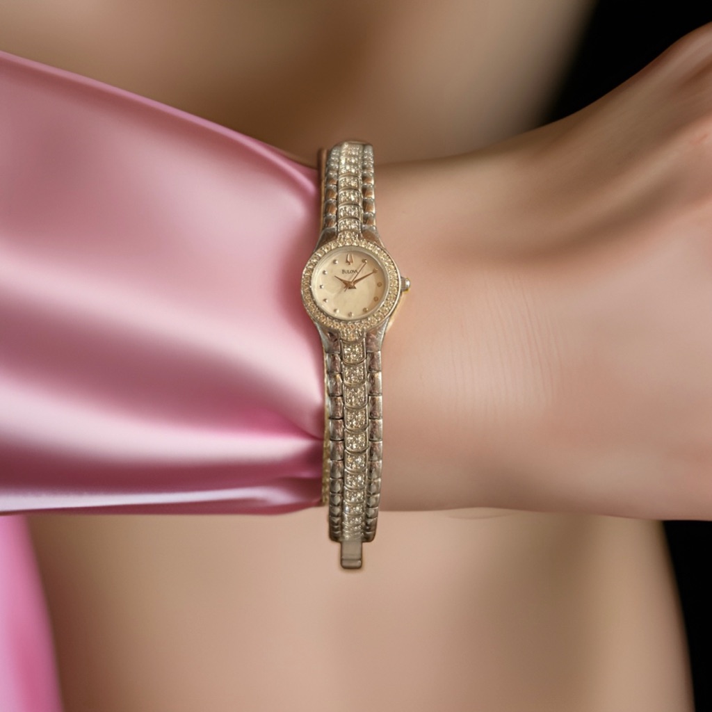 Bulova Ladies Watch CrystalsMother Of Pearl Dial